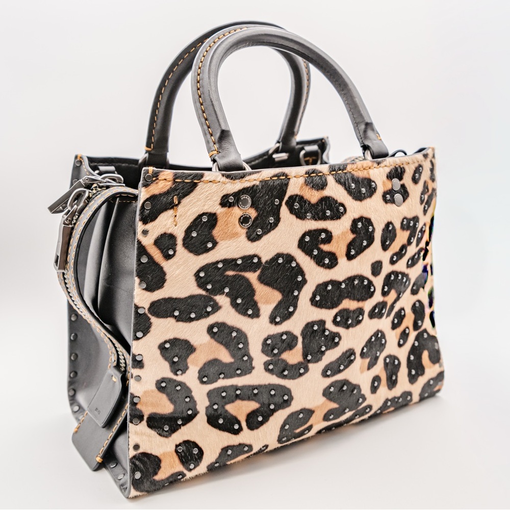 Coach Rogue 25 purse with embellished Leopard Print NWT